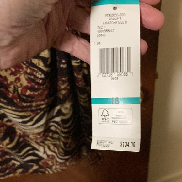 Jones NY print faux wrap dress size 16 NWT never worn - Picture 2 of 5